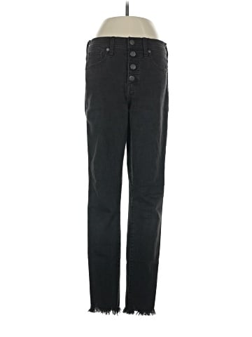 Madewell 9" Mid-Rise Skinny Jeans in Berkeley Black: Button-Through Edition (view 1)