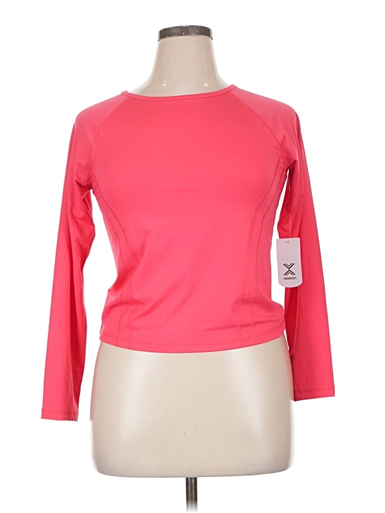 Pre-owned Xersion Long Sleeve Top Pink Boatneck Tops