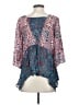 Floreat Blue 3/4 Sleeve Blouse Size S - photo 2