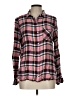 Bongo 100% Rayon Plaid Pink Long Sleeve Button-Down Shirt Size L - photo 1