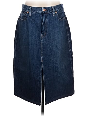 Madewell Denim Front-Slit Midi Skirt in Kincord Wash (view 1)