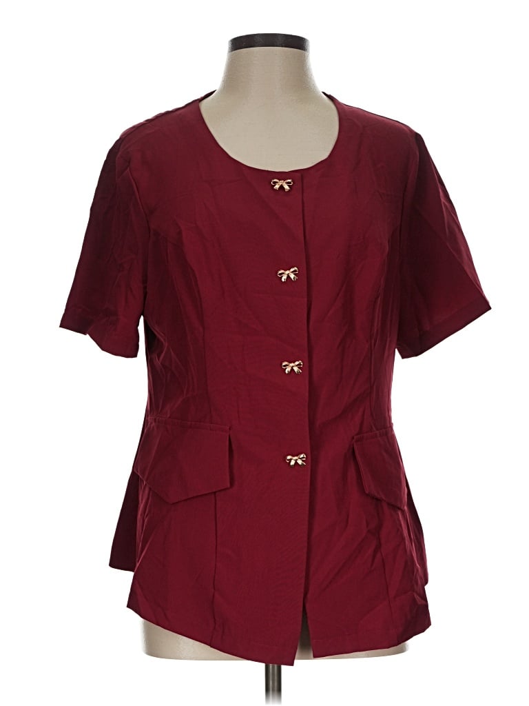 Pre-owned Shein Short Sleeve Blouse In Burgundy