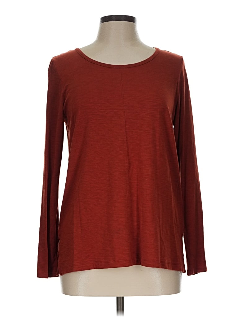 Pre-owned Max Studio Long Sleeve T-shirt In Burgundy