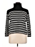 Kim Rogers 100% Cotton Stripes Black Turtleneck Sweater Size XL - photo 1