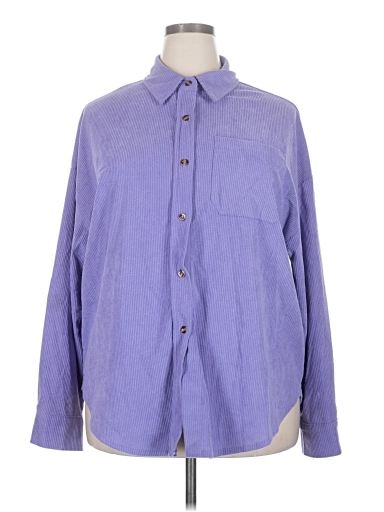 Pre-owned Unbranded Long Sleeve Button Down Shirt In Purple