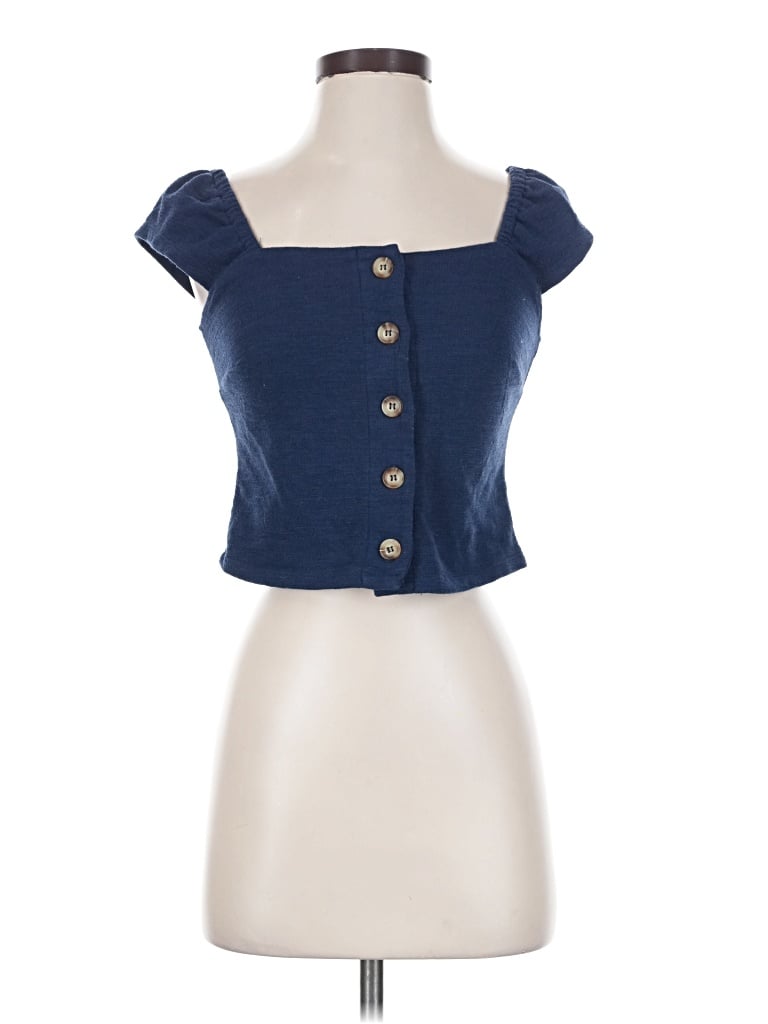 Pre-owned Rewind Short Sleeve Top Blue Sweetheart Neckline Tops