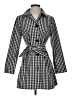 Talbots 100% Polyester Checkered-gingham Gray Trenchcoat Size 2 Petite - photo 1