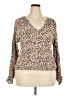 Meritt 100% Rayon Animal Print Tan Long Sleeve Blouse Size XXL - photo 1