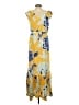 IMAN Print Yellow Casual Dress Size L (petite) - photo 2
