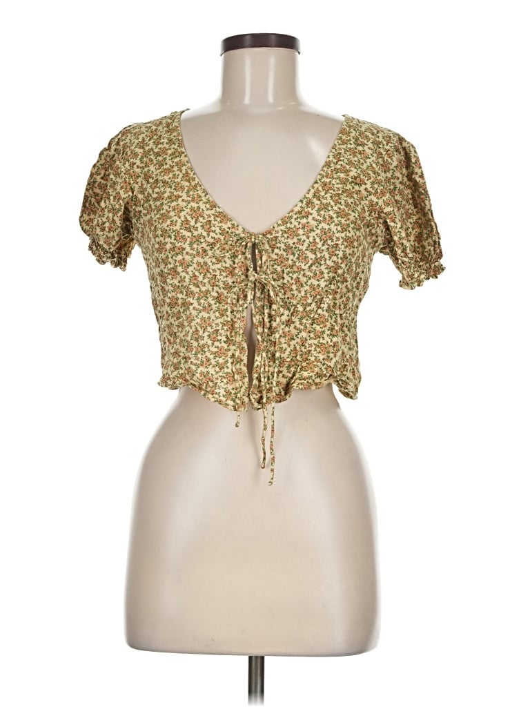 Pre-owned Motel Short Sleeve Top Gold Sweetheart Neckline Tops