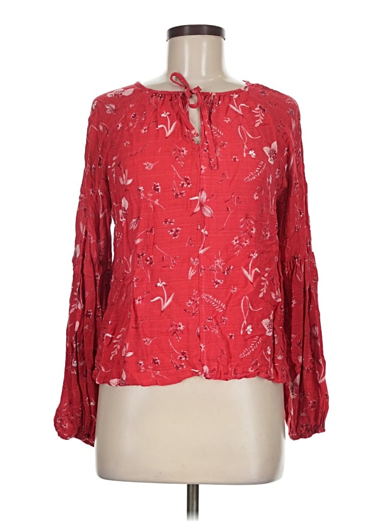 Pre-owned Universal Thread Long Sleeve Blouse In Red