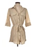 James Perse Tan 3/4 Sleeve Button-Down Shirt Size Sm (1) - photo 1