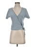Madewell Blue Ribbed Wrap Crop Top Size XXS - photo 1