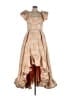 Mac Duggal 100% Polyester Damask Floral Multi Color Tan Cocktail Dress Size 12 - photo 1
