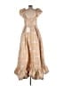 Mac Duggal 100% Polyester Damask Floral Multi Color Tan Cocktail Dress Size 12 - photo 2