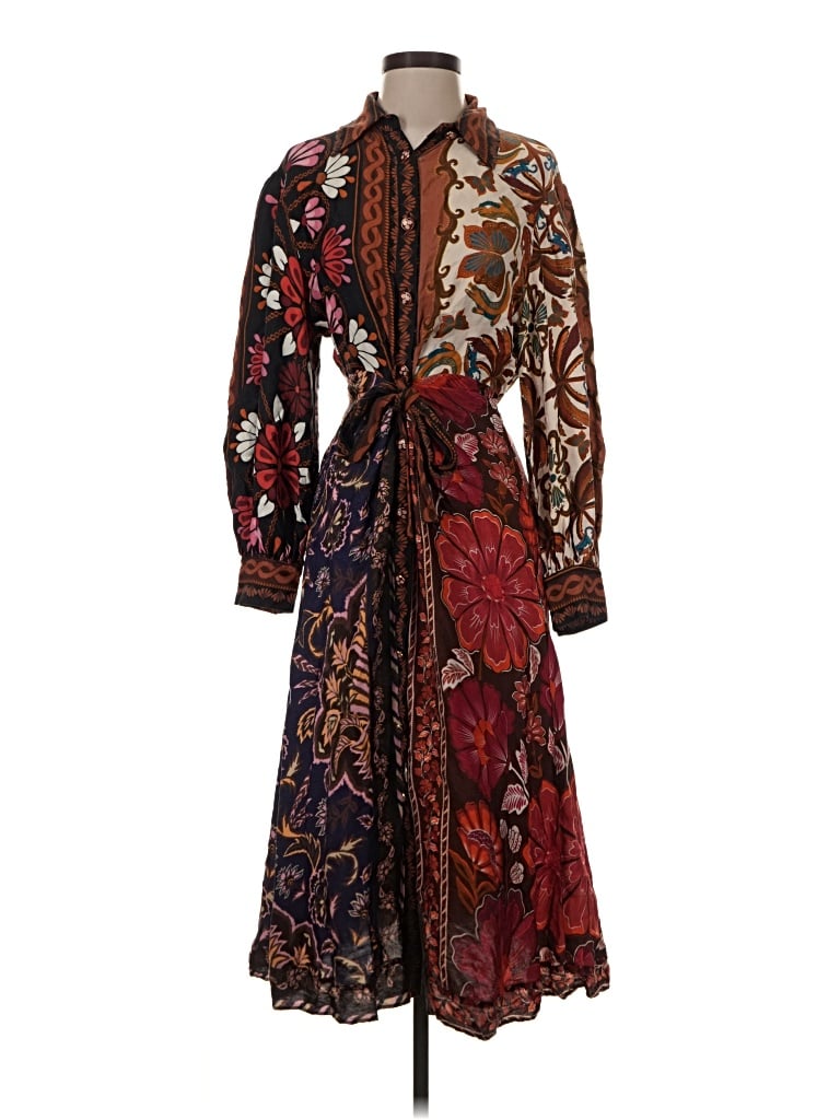 Pre-owned Farm Rio Casual Dress In Burgundy