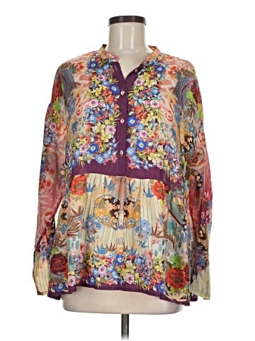 Johnny Was 3/4 Sleeve Silk Top (view 1)