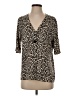 Chico's Animal Print Brown 3/4 Sleeve Silk Top Size Lg (2) - photo 1