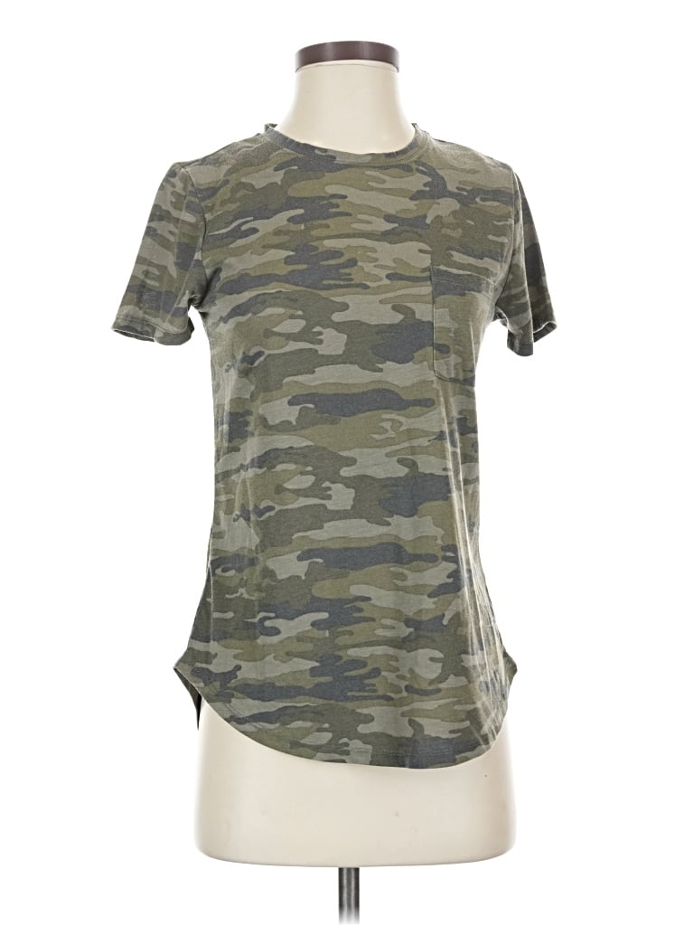 Pre-owned Ultra Flirt Short Sleeve Top Green Camo Pattern Crew Neck Tops