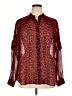 Rachel Roy Collection 100% Polyester Animal Print Red Long Sleeve Blouse Size 16 - photo 1