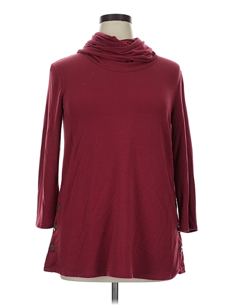 Pre-owned Cupio 3/4 Sleeve Top Burgundy Cowl Neck Tops
