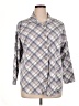 Basic Editions Plaid Gray 3/4 Sleeve Blouse Size 1X - photo 1