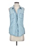 Lovestitch 100% Tencel Blue Sleeveless Button-Down Shirt Size S - photo 1