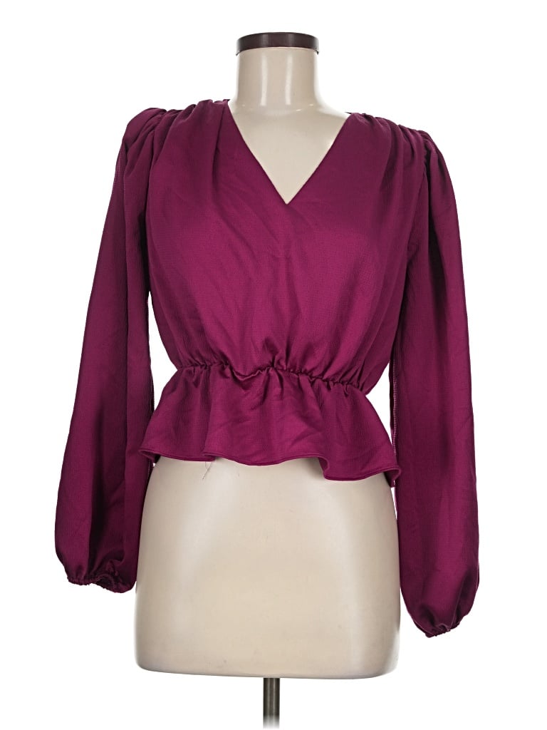 Pre-owned Assorted Brands Long Sleeve Blouse In Burgundy