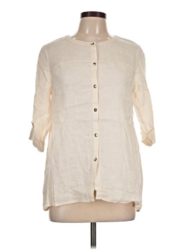Jm Collection 3/4 Sleeve Button Down Shirt