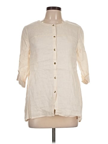 JM Collection 3/4 Sleeve Button-Down Shirt (view 1)