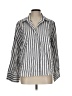 Madewell Stripes Silver 3/4 Sleeve Button-Down Shirt Size L - photo 1