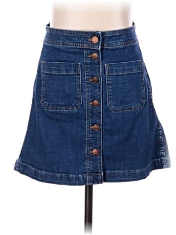Madewell Stretch Denim A-Line Mini Skirt in Salisbury Wash: Patch Pocket Edition (view 1)