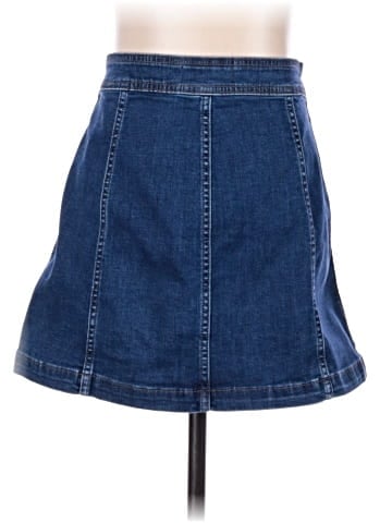 Madewell Stretch Denim A-Line Mini Skirt in Salisbury Wash: Patch Pocket Edition (view 2)