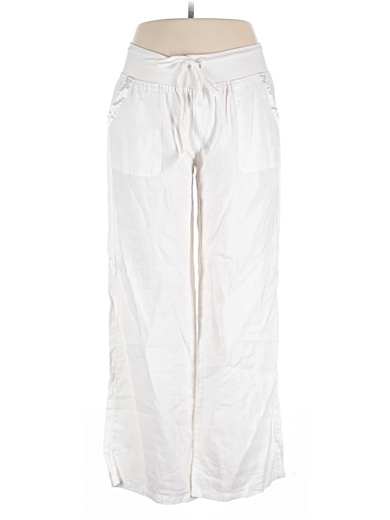 Pre-owned Elan Linen Pants In White