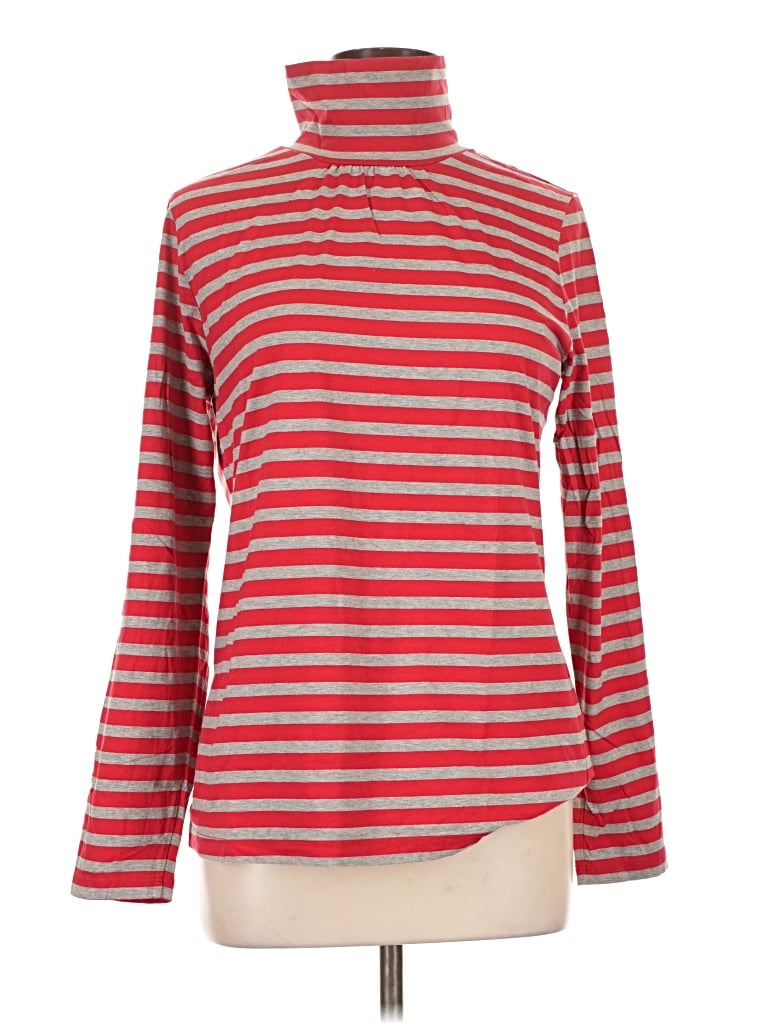 Pre-owned L.l.bean Long Sleeve Top Red Stripes Pattern Turtleneck Tops