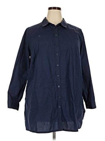 Roaman's 3/4 Sleeve Button-Down Shirt (view 1)