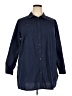 Roaman's Blue 3/4 Sleeve Button-Down Shirt Size 22W - photo 1