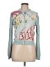 Neiman Marcus Graphic Teal Long Sleeve Blouse Size L - photo 1