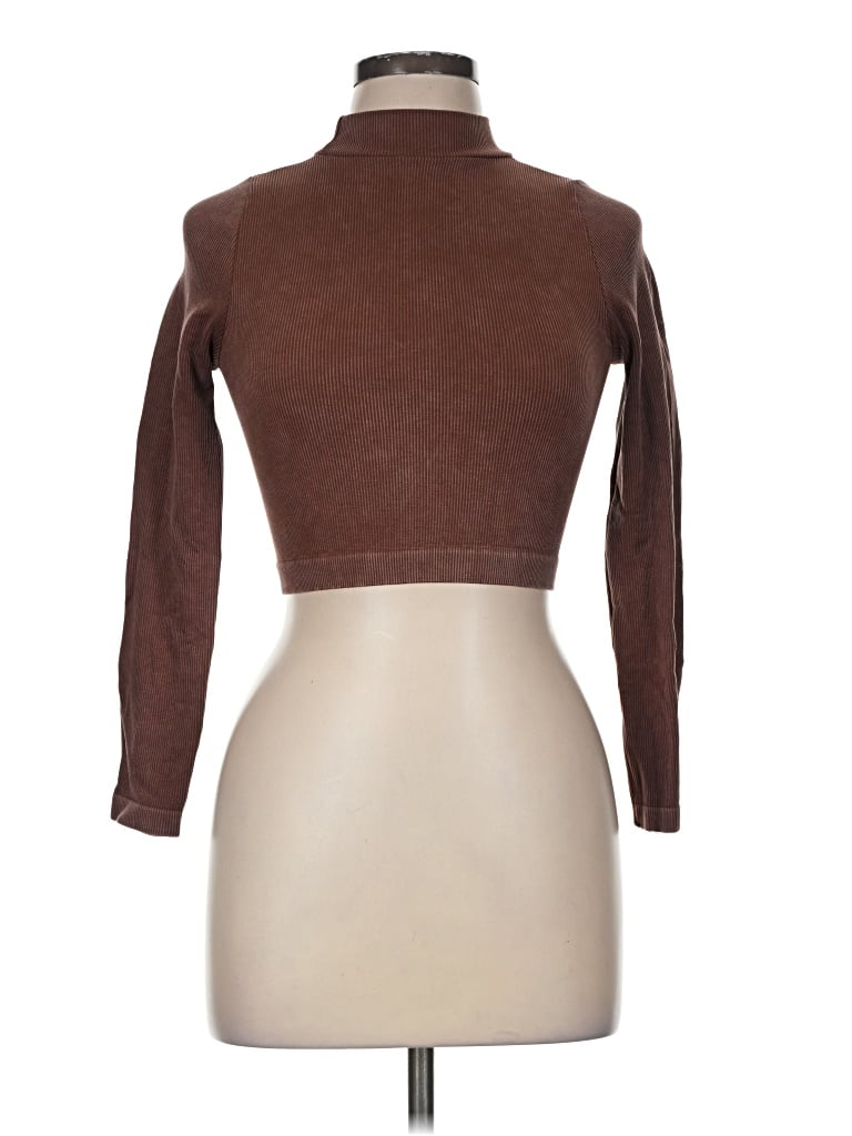 Pre-owned Aura Long Sleeve Top Brown Turtleneck Tops