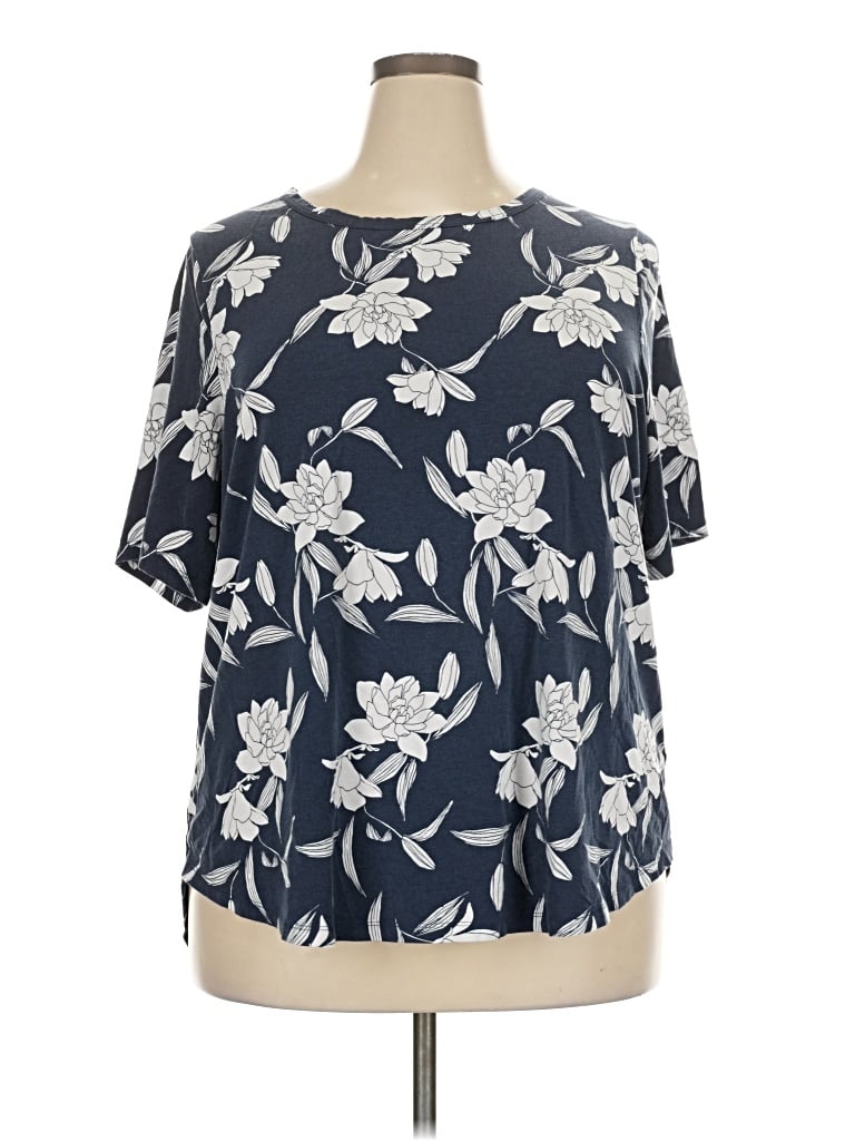 Pre-owned Lane Bryant Short Sleeve T-shirt In Blue