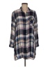 SNEAK PEEK Plaid Blue 3/4 Sleeve Button-Down Shirt Size M - photo 1