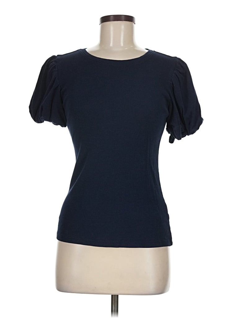 Pre-owned 1.state Short Sleeve Top Blue Sweetheart Neckline Tops