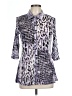Lynn Ritchie Silver Animal Print Purple 3/4 Sleeve Button-Down Shirt Size L - photo 1