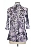 Lynn Ritchie Silver Animal Print Purple 3/4 Sleeve Button-Down Shirt Size L - photo 2