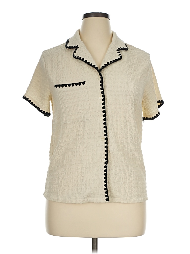 Pre-owned Unbranded Short Sleeve Blouse In Ivory