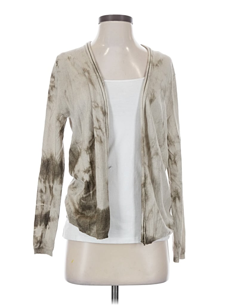 Pre-owned Chan Luu Silk Cardigan Sweater In Gray