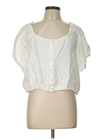 Madewell Puff-Sleeve Peasant Crop Top (view 1)