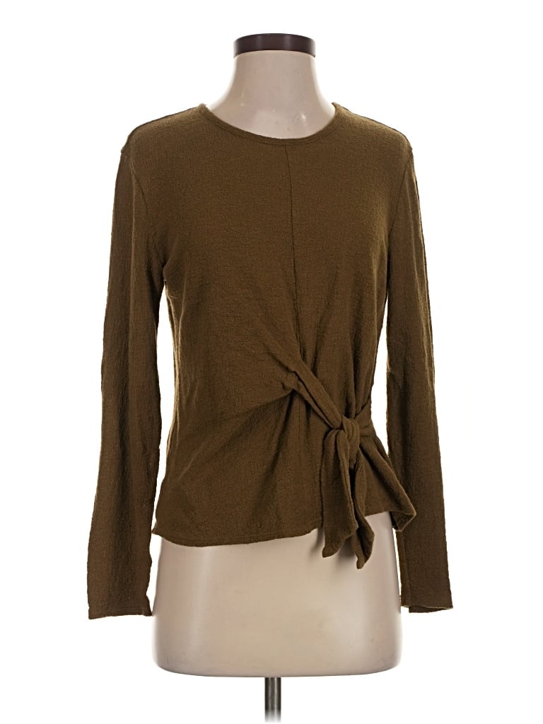 Pre-owned Texture & Thread Madewell Long Sleeve Top Brown Crew Neck Tops