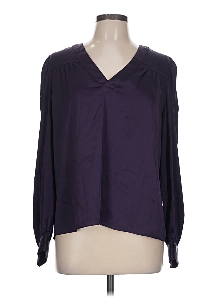 White House Black Market Long Sleeve Blouse In Purple