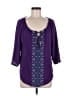 One World 100% Rayon Purple 3/4 Sleeve Blouse Size M - photo 1
